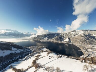 Blick auf den Zeller See, Zell am See, die Schmittenhöhe und das Kitzsteinhorn | © Zell am See-Kaprun Tourismus