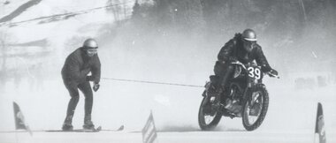 Skijoring with motorcycles